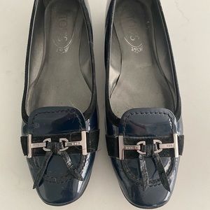 Tod’s Navy Blue Patent leather Driving Moccasin US Size 6 1/2